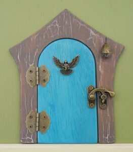 little hut shaped handcrafted faerie door